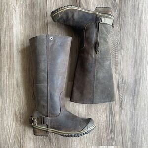SOREL Women's Riding Brown Leather Waterproof Rain‎ Boots Size 6.5 Cowgirl